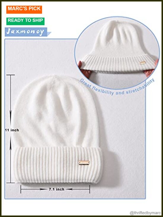 Slouchy Beanie Winter Knit Hat Cuffed Warm Lightweight Soft Beanie Cap main image 5
